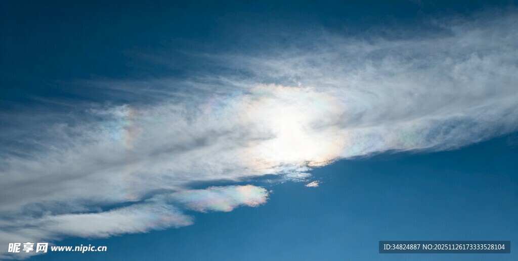晴朗蓝天中的绚丽云彩