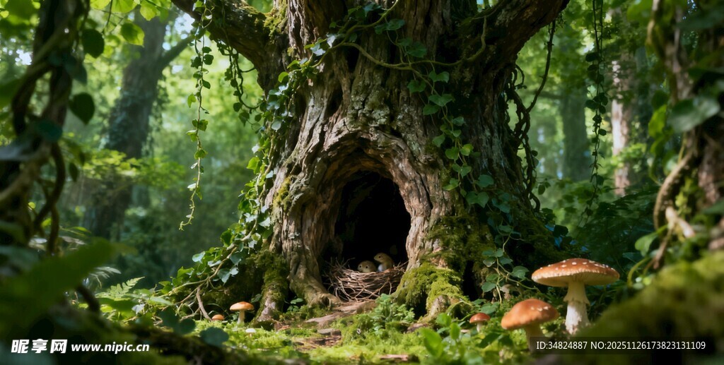 森林中的奇幻树洞