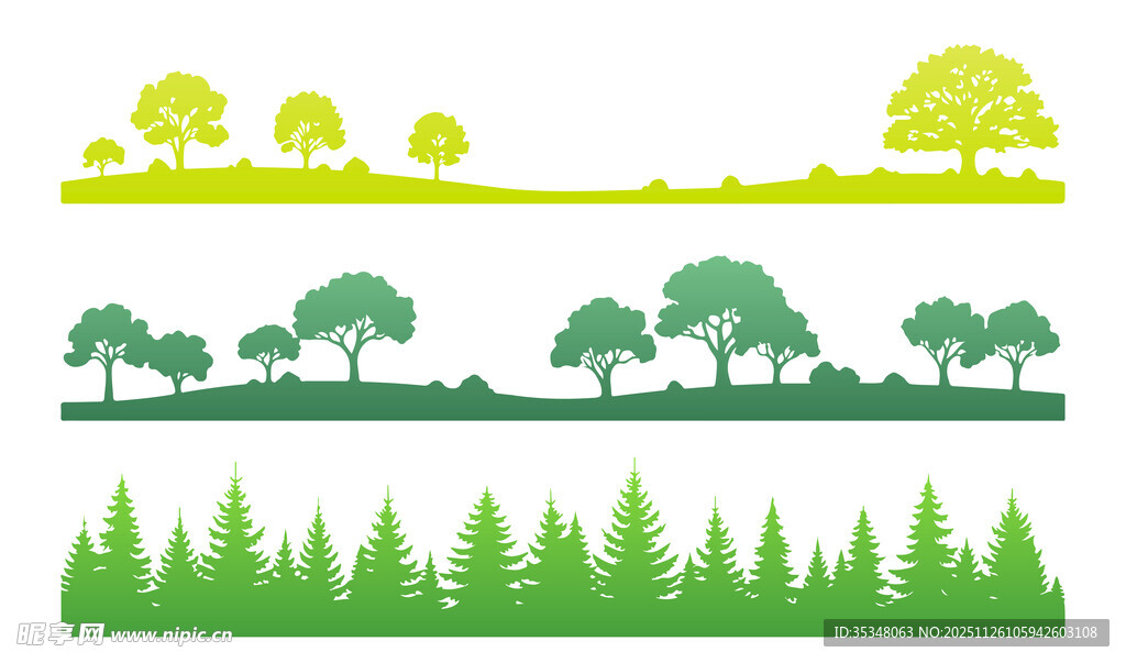 树木草地插图
