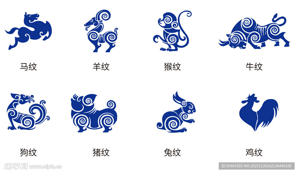 十二生肖剪纸图案展示