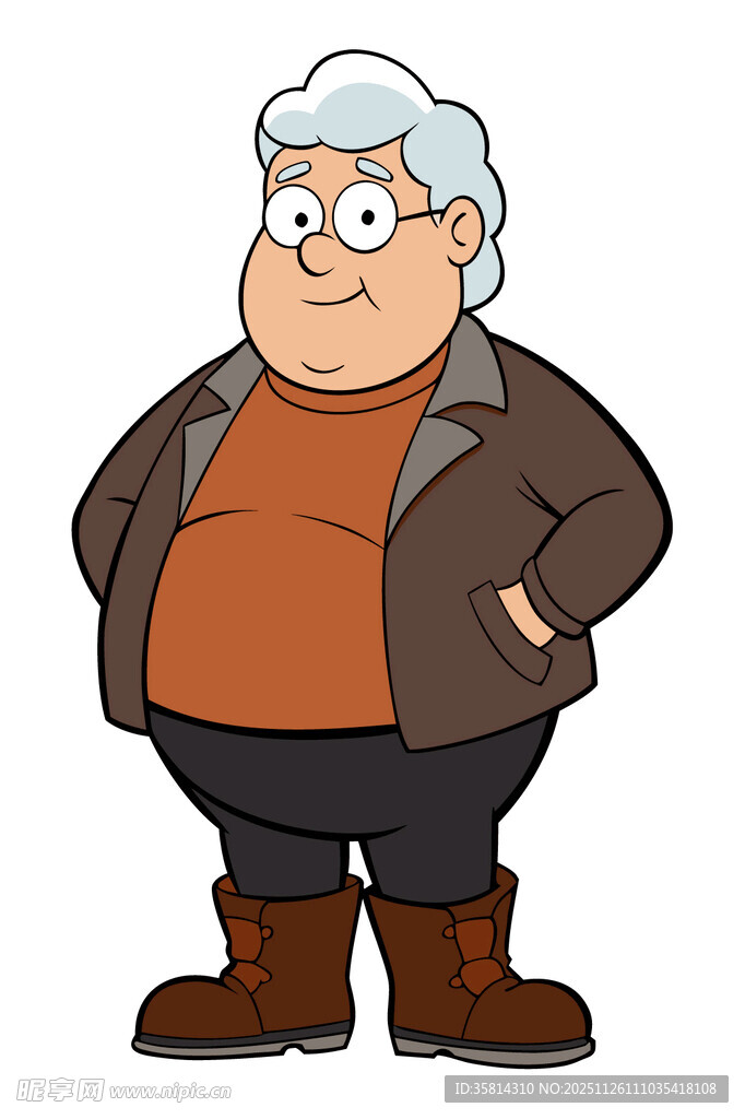 白发胖大叔卡通形象