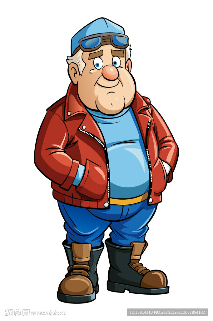 复古风休闲装扮的大叔