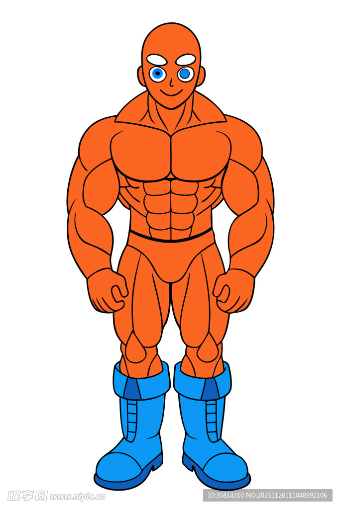 橙色肌肉英雄形象