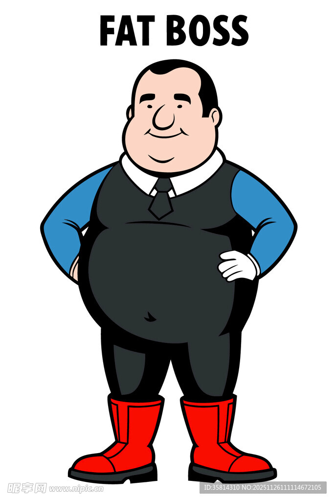 胖老板形象插画
