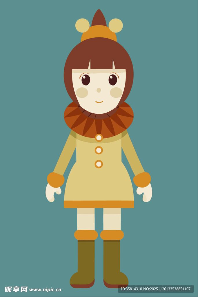 可爱卡通女孩秋日装扮