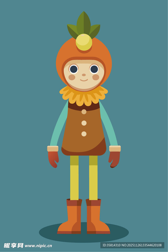 南瓜装扮的可爱稻草人