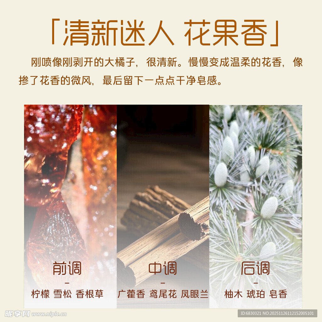 清新迷人花果香香水展示