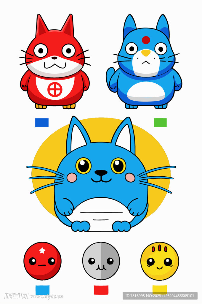 可爱卡通猫形象设计素材