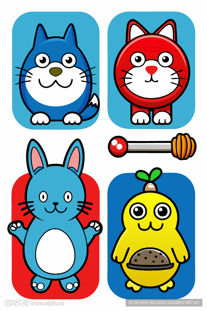 可爱卡通动物图标集合