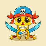 可爱海盗小黄人持剑形象