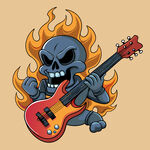 火焰骷髅弹吉他