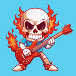 火焰骷髅弹吉他