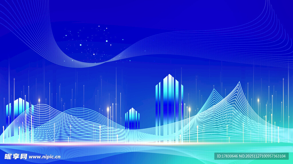 梦幻蓝色科技风景观背景