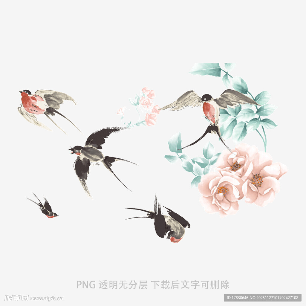 花鸟燕子图中式写意之美