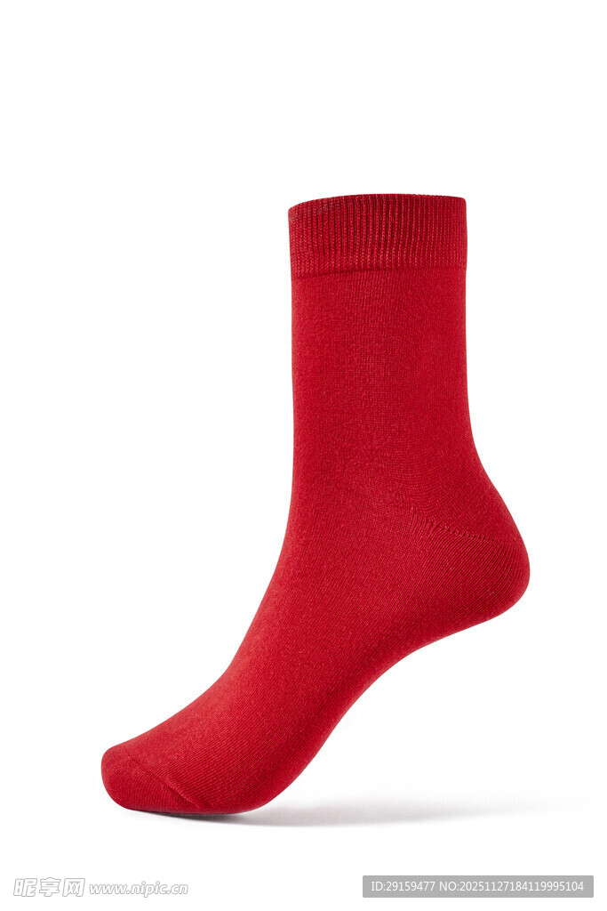 红色中筒袜