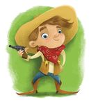 可爱牛仔男孩持枪形象