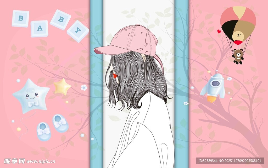 女孩窗前望飞鸟