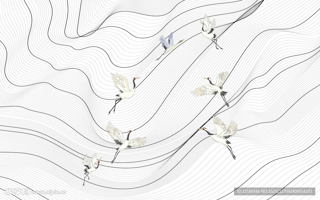 线条勾勒的简约花卉图案