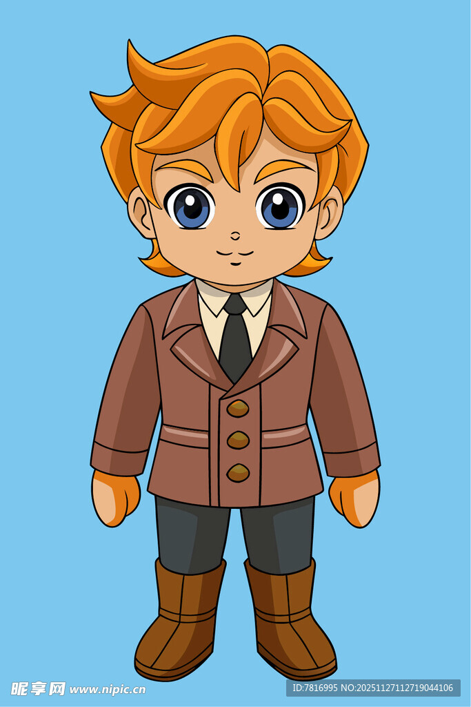 红发男孩复古装扮形象