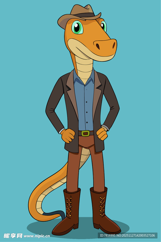 时尚蜥蜴牛仔形象