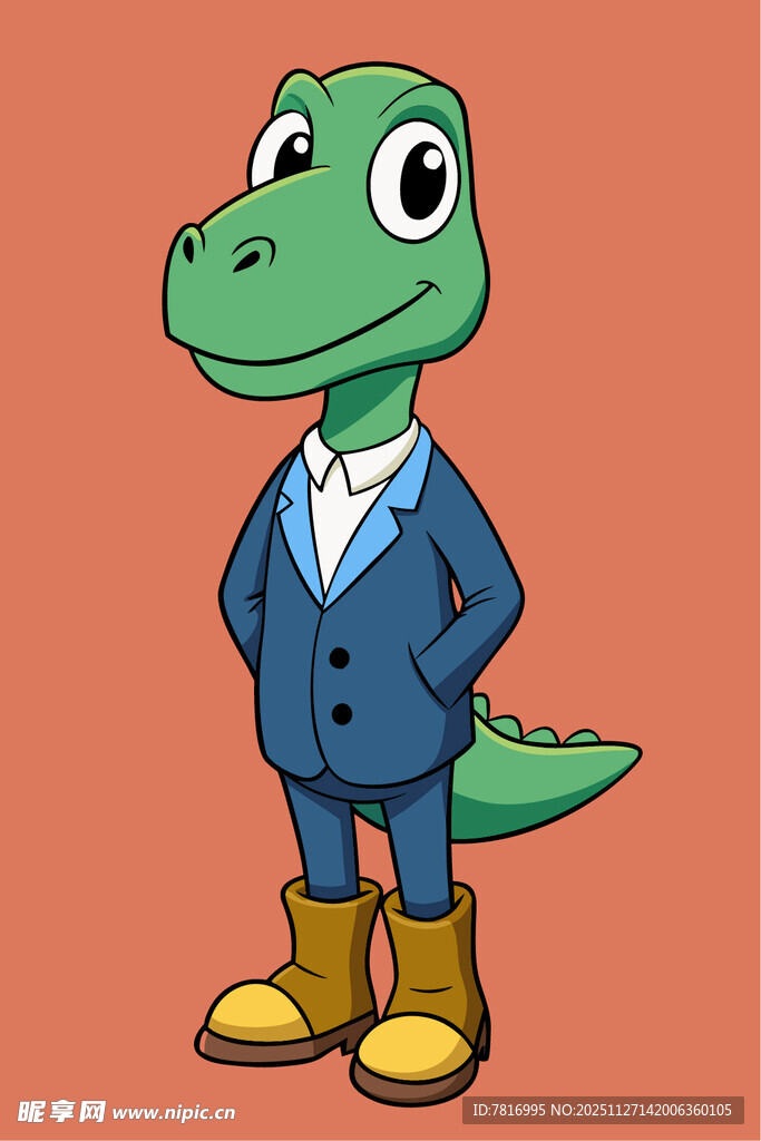 穿西装的卡通鳄鱼形象