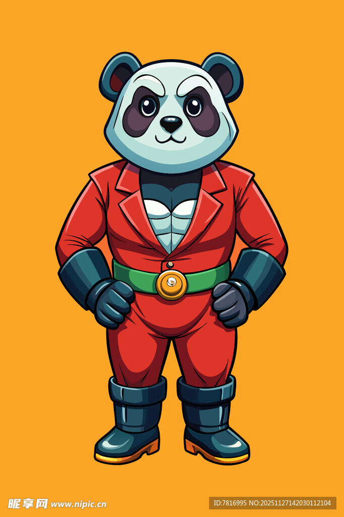 穿红衣的熊猫超级英雄