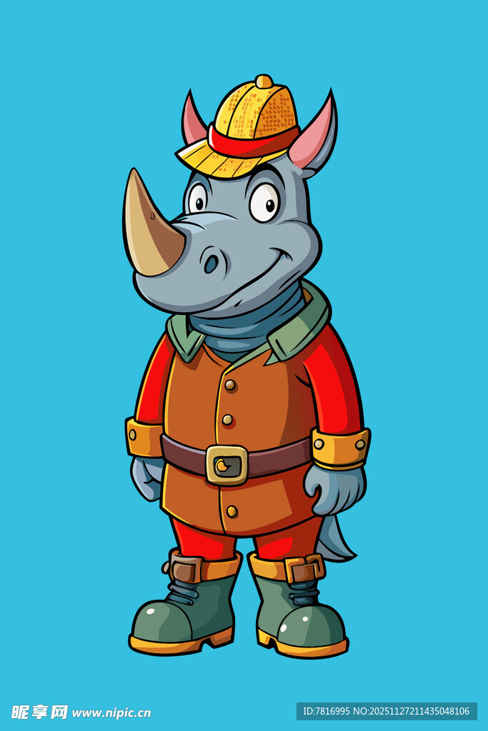 犀牛消防员卡通形象
