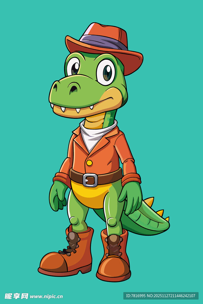时尚装扮的卡通鳄鱼形象