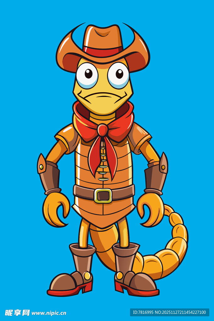 卡通牛仔风格的蜥蜴形象