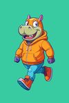 奔跑的卡通恐龙男孩