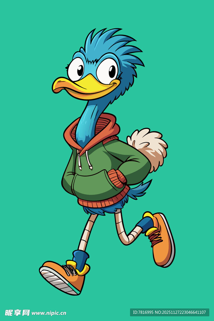 奔跑的蓝鸟卡通形象