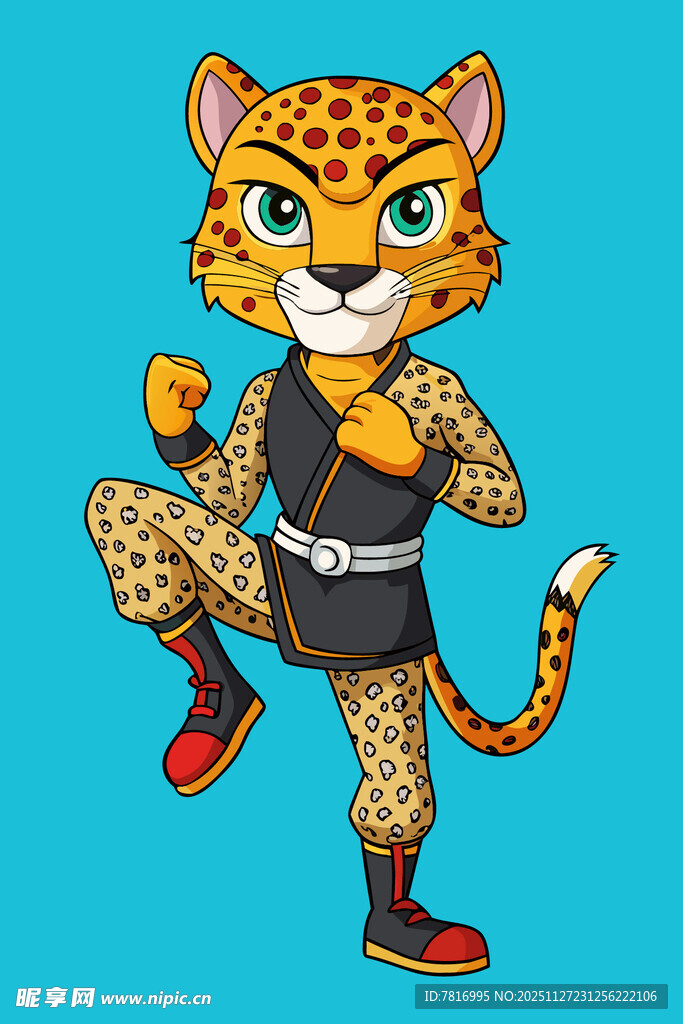 卡通猎豹武术形象