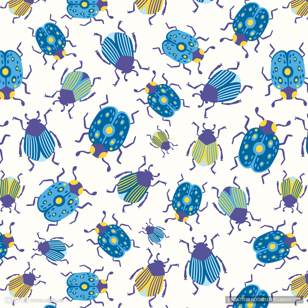 多彩甲虫图案背景