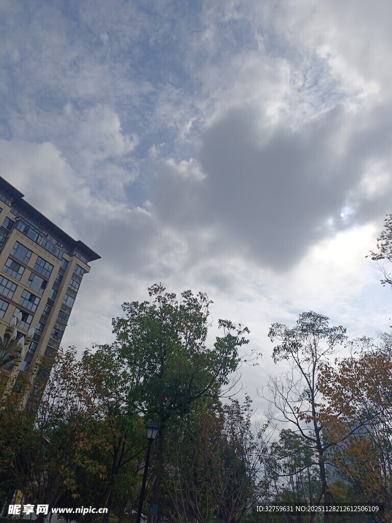 城市上空的多云景象