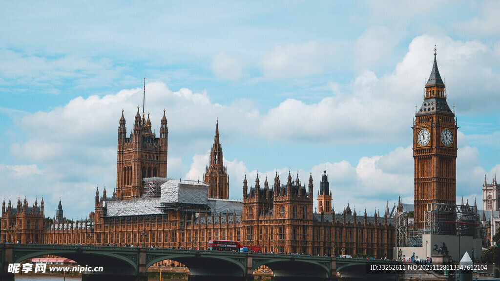 伦敦议会大厦与大本钟景观