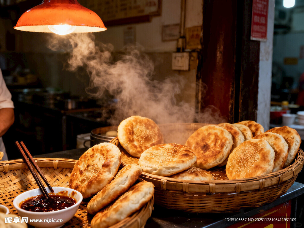 热气腾腾的美味烤饼