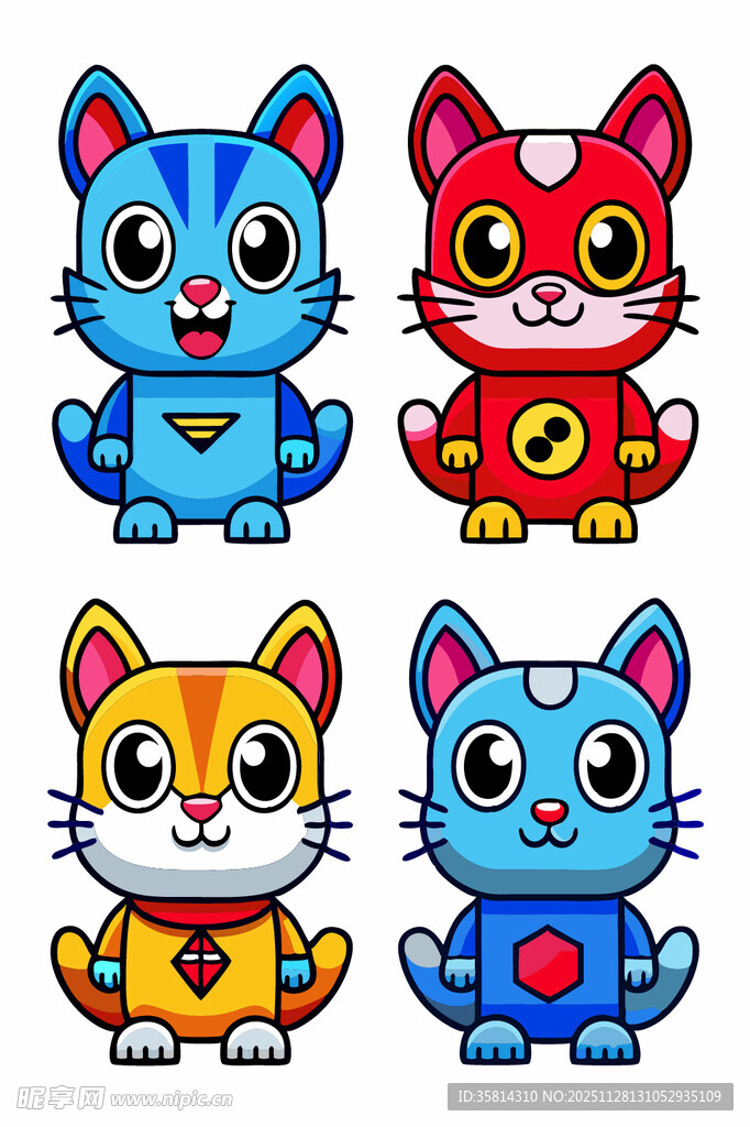 可爱多彩猫咪卡通形象
