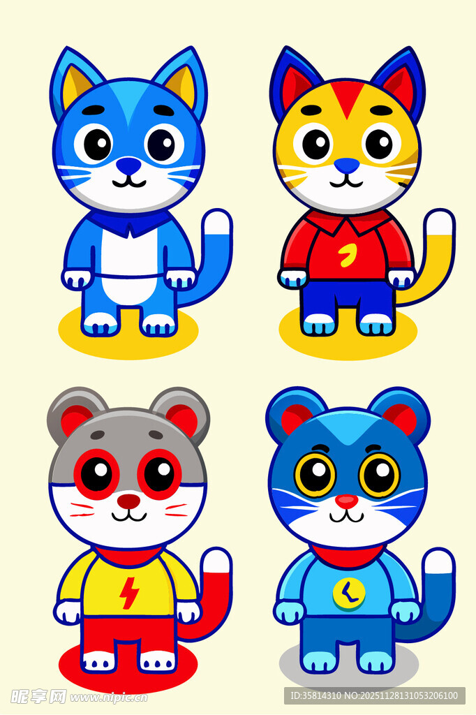 卡通动物英雄角色集合