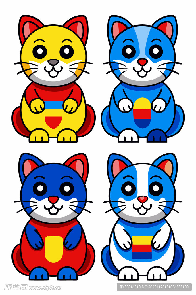 可爱多彩猫咪图案