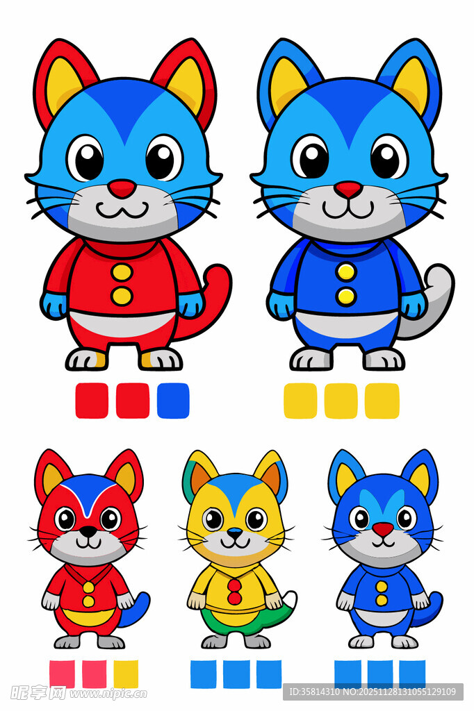 可爱卡通猫角色设计展示