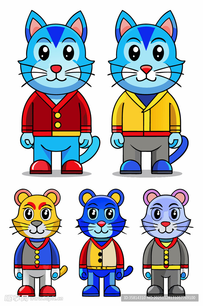 卡通猫咪英雄角色集合