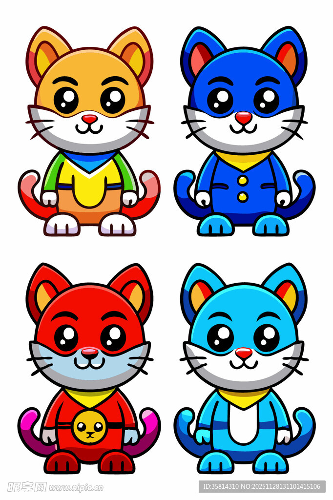 可爱多彩卡通猫咪形象