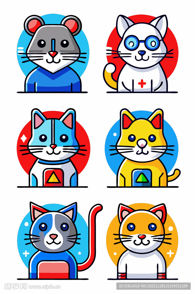可爱卡通猫咪老鼠形象集