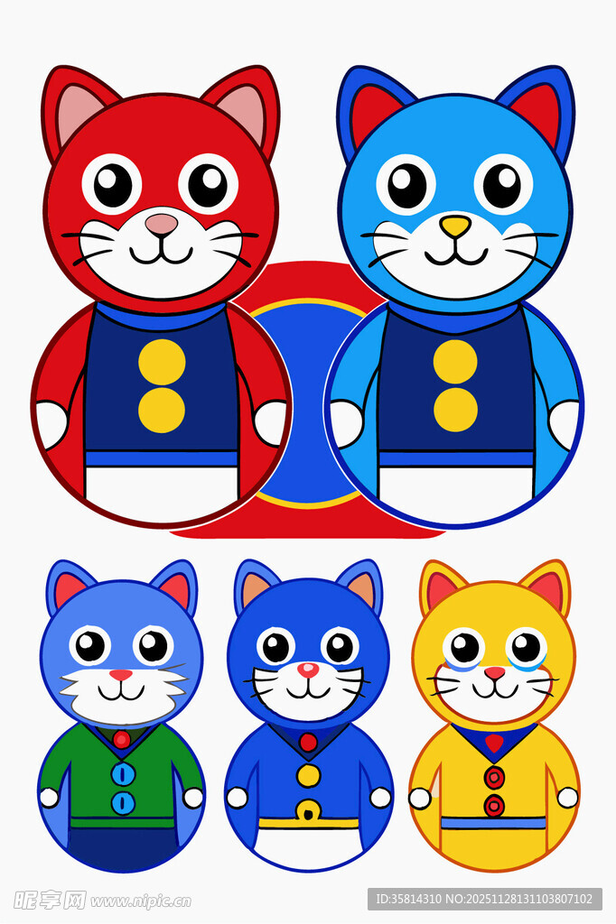 可爱多彩猫咪卡通形象
