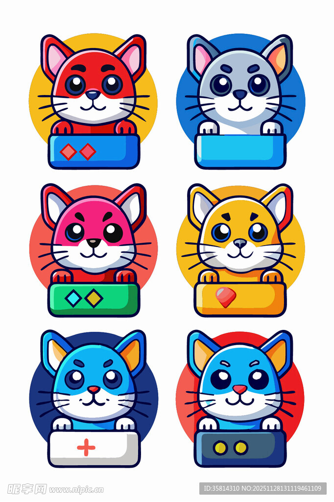 可爱多彩卡通猫咪图案
