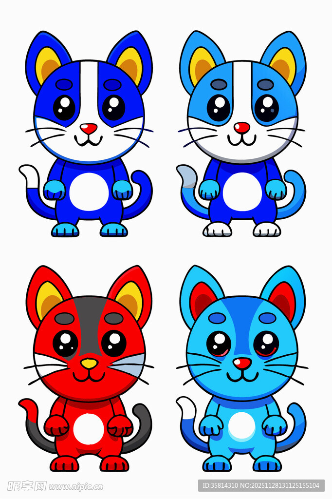 可爱多彩猫咪卡通形象