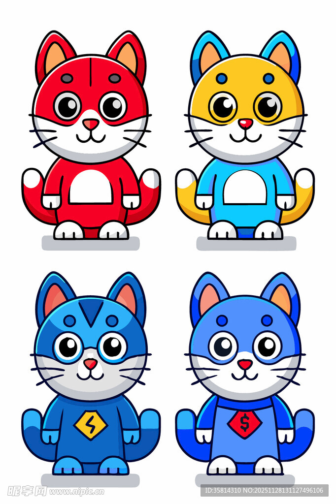 可爱多彩猫咪卡通形象
