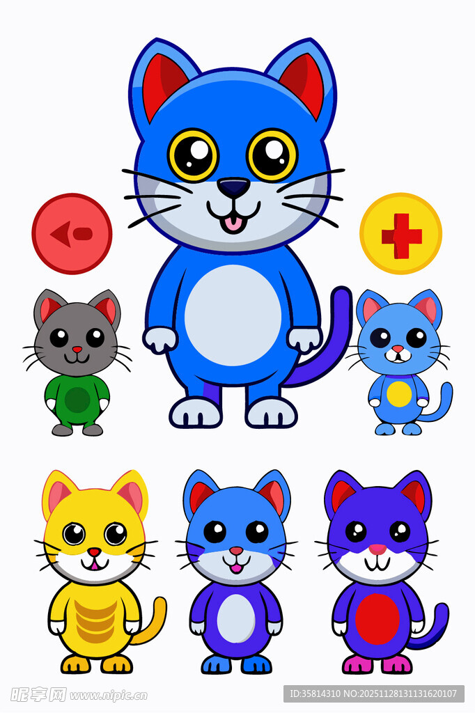 可爱多彩猫咪卡通形象