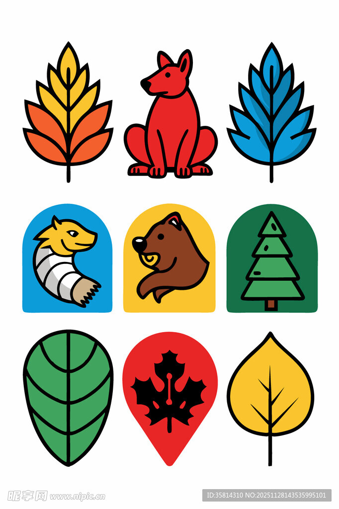 秋季动植物图标集合