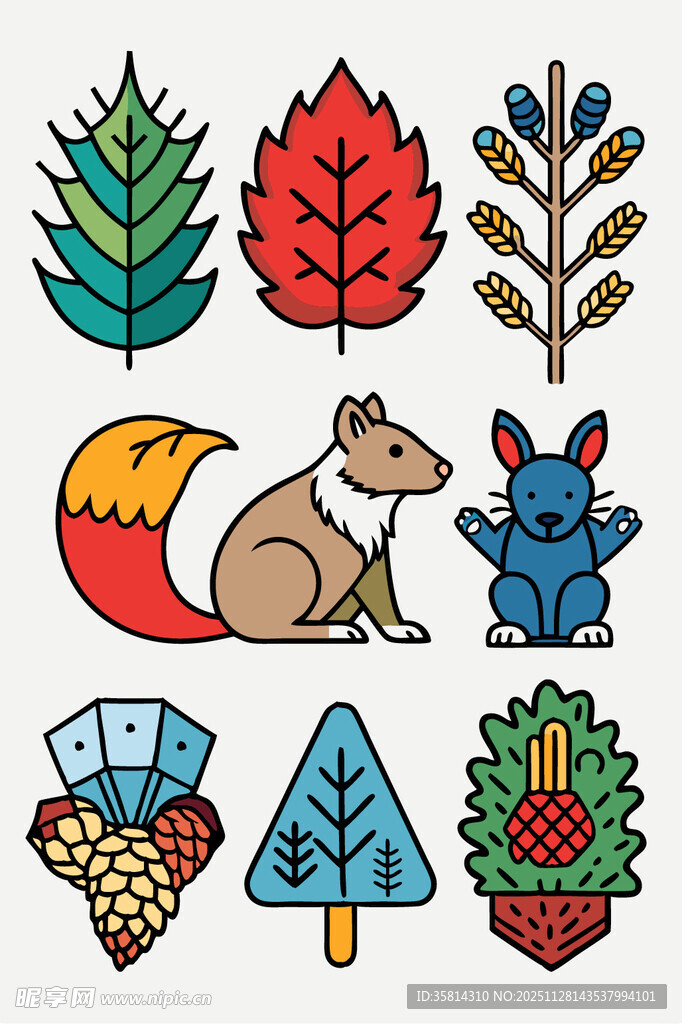 秋季森林元素插画